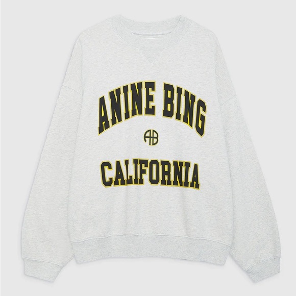 Anine Bing Tops - New Anine Bing Jaci Crewneck Sweatshirt in Heather Grey Size XS Oversized